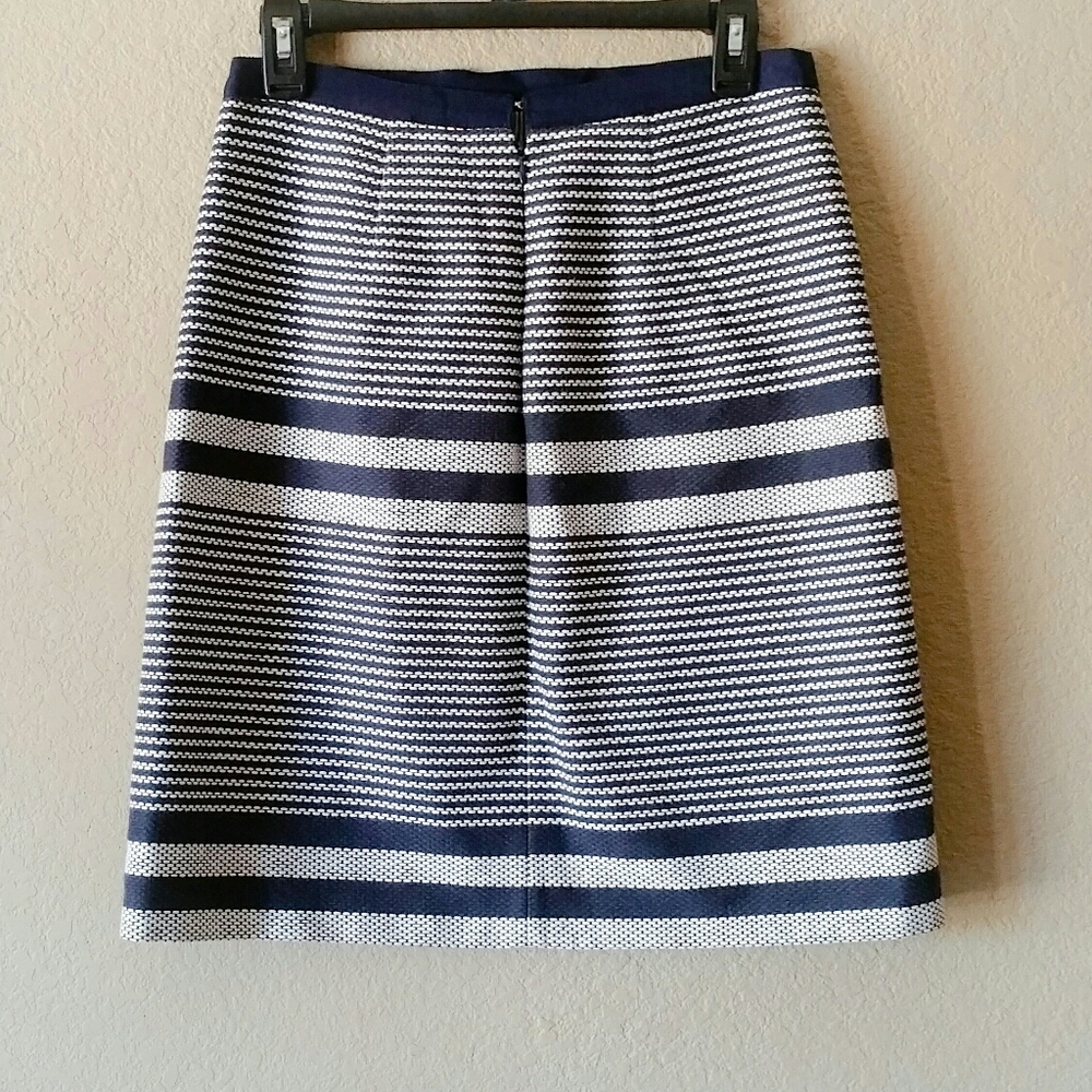 J. Crew Navy / White Stripe A-line Tweed Skirt - Picture 5 of 10